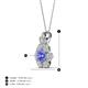4 - Alice 5.00 mm Round Tanzanite and Diamond Floral Halo Pendant Necklace 