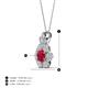 4 - Alice 5.00 mm Round Ruby and Diamond Floral Halo Pendant Necklace 