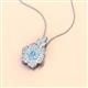 2 - Alice 5.00 mm Round Aquamarine and Diamond Floral Halo Pendant Necklace 