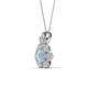 3 - Alice 5.00 mm Round Aquamarine and Diamond Floral Halo Pendant Necklace 