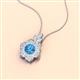 2 - Alice 5.00 mm Round Blue Topaz and Diamond Floral Halo Pendant Necklace 