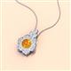 2 - Alice 5.00 mm Round Citrine and Diamond Floral Halo Pendant Necklace 