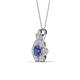 3 - Alice 5.00 mm Round Iolite and Diamond Floral Halo Pendant Necklace 