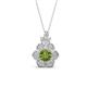 1 - Alice 5.00 mm Round Peridot and Diamond Floral Halo Pendant Necklace 