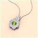 2 - Alice 5.00 mm Round Peridot and Diamond Floral Halo Pendant Necklace 
