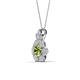 3 - Alice 5.00 mm Round Peridot and Diamond Floral Halo Pendant Necklace 