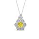 1 - Alice 5.00 mm Round Yellow and White Diamond Floral Halo Pendant Necklace 