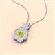 2 - Alice 5.00 mm Round Yellow and White Diamond Floral Halo Pendant Necklace 