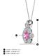 4 - Alice 5.00 mm Round Lab Created Pink Sapphire and Diamond Floral Halo Pendant Necklace 
