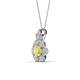 3 - Alice 5.00 mm Round Lab Created Yellow Sapphire and Diamond Floral Halo Pendant Necklace 