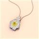 2 - Alice 5.00 mm Round Lab Created Yellow Sapphire and Diamond Floral Halo Pendant Necklace 