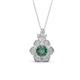 1 - Alice 5.00 mm Round Lab Created Alexandrite and Diamond Floral Halo Pendant Necklace 