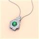 2 - Alice 5.00 mm Round Lab Created Alexandrite and Diamond Floral Halo Pendant Necklace 