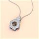 2 - Alice 5.00 mm Round Smoky Quartz and Diamond Floral Halo Pendant Necklace 
