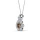 3 - Alice 5.00 mm Round Smoky Quartz and Diamond Floral Halo Pendant Necklace 