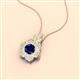 2 - Alice 5.00 mm Round Blue Sapphire and Diamond Floral Halo Pendant Necklace 