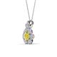 3 - Alice 5.00 mm Round Yellow and White Diamond Floral Halo Pendant Necklace 