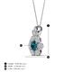 4 - Alice 5.00 mm Round Blue and White Diamond Floral Halo Pendant Necklace 