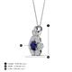 4 - Alice 5.00 mm Round Blue Sapphire and Diamond Floral Halo Pendant Necklace 