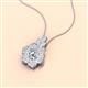 2 - Alice 5.00 mm Round Moissanite and Diamond Floral Halo Pendant Necklace 