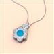 2 - Alice 5.00 mm Round Turquoise and Diamond Floral Halo Pendant Necklace 