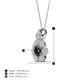 4 - Alice 5.00 mm Round Black and White Diamond Floral Halo Pendant Necklace 