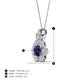 4 - Alice 5.00 mm Round Blue Sapphire and Lab Grown Diamond Floral Halo Pendant Necklace 
