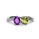 1 - Tanya Oval Shape Amethyst & Cushion Shape Peridot 2 Stone Duo Ring 