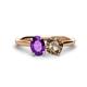 1 - Tanya Oval Shape Amethyst & Cushion Shape Smoky Quartz 2 Stone Duo Ring 