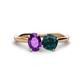 1 - Tanya Oval Shape Amethyst & Cushion Shape London Blue Topaz 2 Stone Duo Ring 