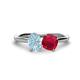 1 - Tanya Oval Shape Aquamarine & Cushion Shape Ruby 2 Stone Duo Ring 