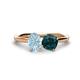 1 - Tanya Oval Shape Aquamarine & Cushion Shape London Blue Topaz 2 Stone Duo Ring 