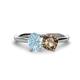 1 - Tanya Oval Shape Aquamarine & Cushion Shape Smoky Quartz 2 Stone Duo Ring 