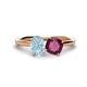 1 - Tanya Oval Shape Aquamarine & Cushion Shape Rhodolite Garnet 2 Stone Duo Ring 