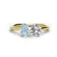 1 - Tanya Oval Shape Aquamarine & Cushion Shape IGI Certified Lab Grown Diamond 2 Stone Duo Ring 