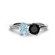 1 - Tanya Oval Shape Aquamarine & Cushion Shape Black Onyx 2 Stone Duo Ring 