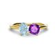 1 - Tanya Oval Shape Aquamarine & Cushion Shape Amethyst 2 Stone Duo Ring 