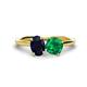 1 - Tanya Oval Shape Blue Sapphire & Cushion Shape Emerald 2 Stone Duo Ring 