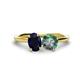 1 - Tanya Oval Shape Blue Sapphire & Cushion Shape Lab Created Alexandrite 2 Stone Duo Ring 