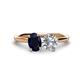 1 - Tanya Oval Shape Blue Sapphire & Cushion Shape Forever Brilliant Moissanite 2 Stone Duo Ring 