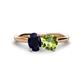 1 - Tanya Oval Shape Blue Sapphire & Cushion Shape Peridot 2 Stone Duo Ring 