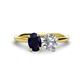 1 - Tanya Oval Shape Blue Sapphire & Cushion Shape Forever One Moissanite 2 Stone Duo Ring 