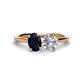 1 - Tanya Oval Shape Blue Sapphire & Cushion Shape Forever One Moissanite 2 Stone Duo Ring 