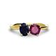 1 - Tanya Oval Shape Blue Sapphire & Cushion Shape Rhodolite Garnet 2 Stone Duo Ring 