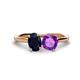 1 - Tanya Oval Shape Blue Sapphire & Cushion Shape Amethyst 2 Stone Duo Ring 