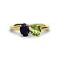 1 - Tanya Oval Shape Blue Sapphire & Cushion Shape Peridot 2 Stone Duo Ring 