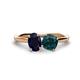 1 - Tanya Oval Shape Blue Sapphire & Cushion Shape London Blue Topaz 2 Stone Duo Ring 