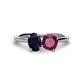 1 - Tanya Oval Shape Blue Sapphire & Cushion Shape Rhodolite Garnet 2 Stone Duo Ring 