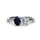 1 - Tanya Oval Shape Blue Sapphire & Cushion Shape GIA Certified Diamond 2 Stone Duo Ring 