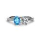 1 - Tanya Oval Shape Blue Topaz & Cushion Shape GIA Certified Diamond 2 Stone Duo Ring 